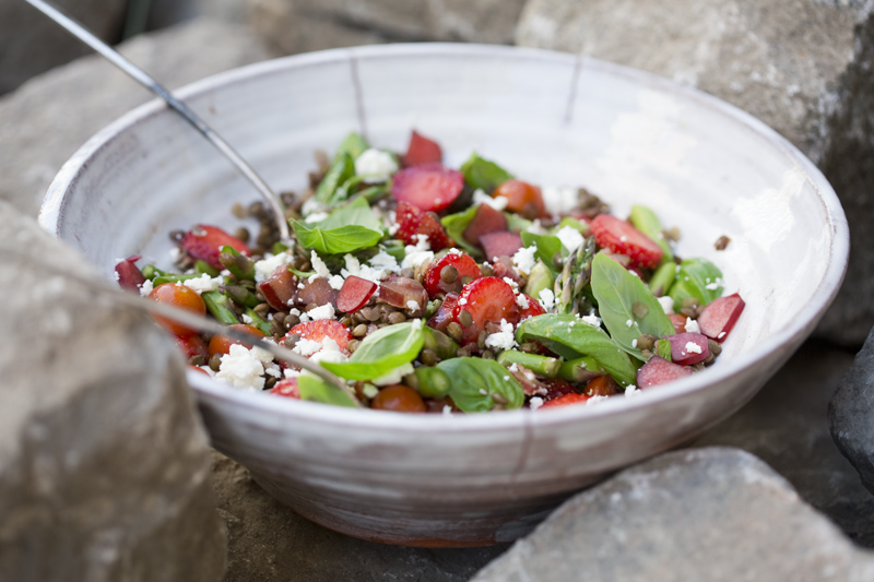 Maple Tossed Rhubarb & Puy Salad