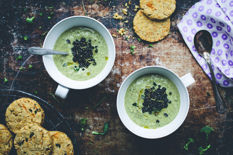 Creamy Broccoli Soup & Corn Biscuits